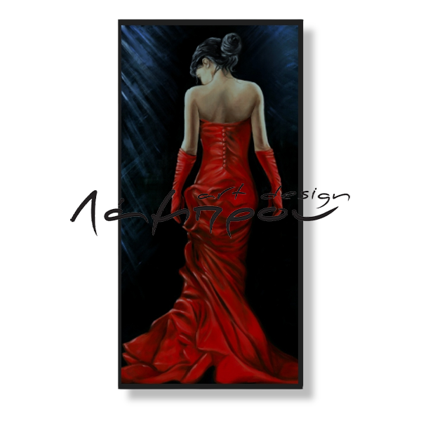 M753 - Πίνακας γυναίκα με κόκκινο φόρεμα